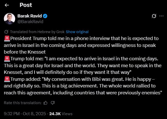 Trump to visit Israel soon, willing to speak before Knesset