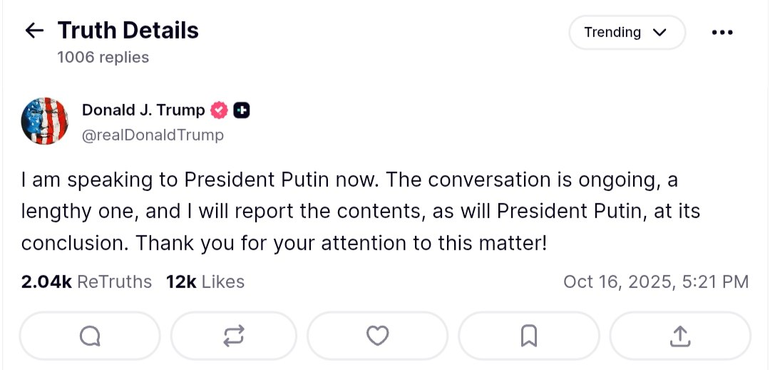 President Trump speaks with President Putin in ongoing conversation