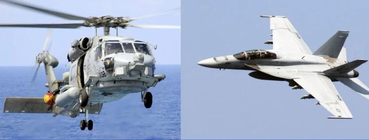 U.S. Navy MH-60R Helicopter and F/A-18F Super Hornet Crash in South China Sea